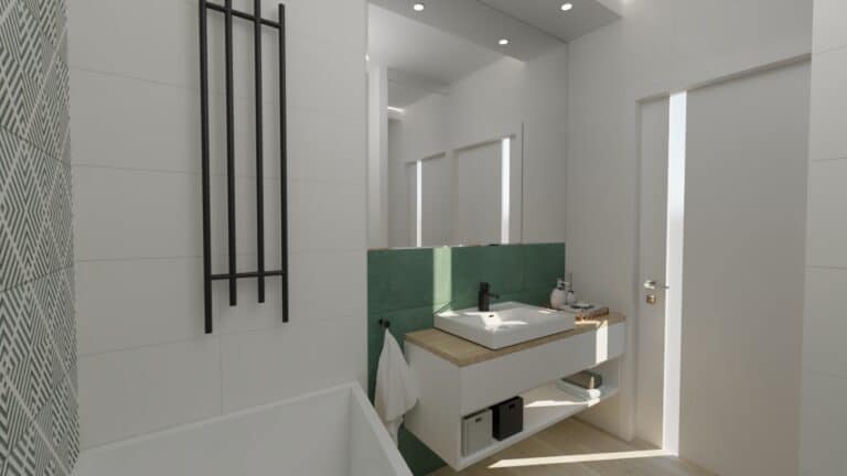 Architekt Wnętrz Warszawa ➜ Gdańsk ➜ PROJEKTY Wnętrz Warszawa Mazowieckie ➜ projekty wnętrz,metamorfoza wnętrz,aranżacja kuchni z salonem zdjęcia,projektant łazienek,architekt wnętrz Łazienka biało-zielona