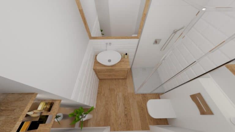 Architekt Wnętrz Warszawa ➜ Gdańsk ➜ PROJEKTY Wnętrz Warszawa Mazowieckie ➜ projekty wnętrz,metamorfoza wnętrz,aranżacja kuchni z salonem zdjęcia,projektant łazienek,architekt wnętrz Mała łazienka z cegiełką