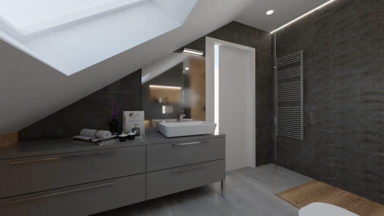 Architekt Wnętrz Warszawa ➜ Gdańsk ➜ PROJEKTY Wnętrz Warszawa Mazowieckie ➜ projekty wnętrz,metamorfoza wnętrz,aranżacja kuchni z salonem zdjęcia,projektant łazienek,architekt wnętrz Łazienka z szarymi meblami