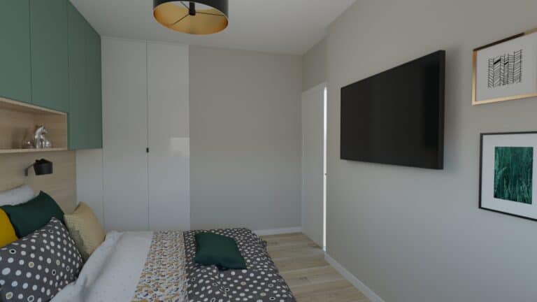 Architekt Wnętrz Warszawa ➜ Gdańsk ➜ PROJEKTY Wnętrz Warszawa Mazowieckie ➜ projekty wnętrz,metamorfoza wnętrz,aranżacja kuchni z salonem zdjęcia,projektant łazienek,architekt wnętrz Sypialnia biało-zielona
