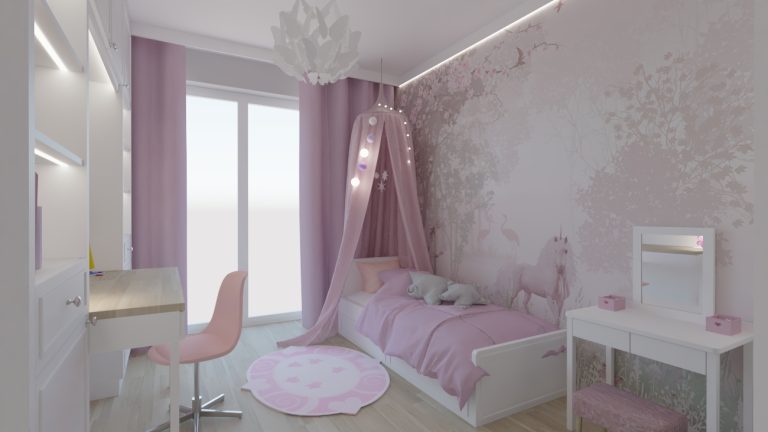 Architekt Wnętrz Warszawa ➜ Gdańsk ➜ PROJEKTY Wnętrz Warszawa Mazowieckie ➜ projekty wnętrz,metamorfoza wnętrz,aranżacja kuchni z salonem zdjęcia,projektant łazienek,architekt wnętrz Pokój dla dziewczynki w kolorze lila